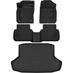 AUTOSAVER88 Floor Mats and Cargo Liner Fit for Honda Civic 2025-2022 (Non Hatchback), All Weather TPE Car Mats Guard Odorless Anti-Slip Floor Liners Trunk Mat Full Set Accessories, Black (1st & 2nd Row & Cargo Liner)