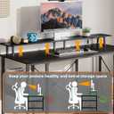 Somdot 39" Computer Desk with LED Lights & Power Outlet Storage Shelves