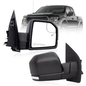 OFHZ Replacement Towing Mirrors, Side Mirror fit for 2015-2020 Ford F150, Power Adjustment, Amber Turn Signal, Black Textured Finish, Replaces OEM FL3Z17683CB, FL3Z17682CB (Black, Right, 15-20 6-pins)