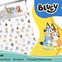 Sunny Side Up Bluey & Friends Full Sheet Set - 4 Piece Kids Bedding Set Includes Pillow Cover - Super Soft Microfiber Sheets