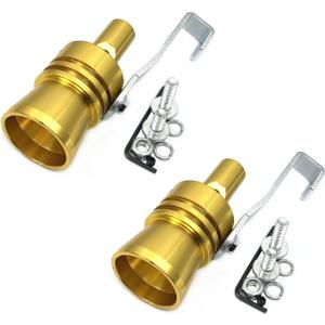 DEVMO 2pcs XL Size Aluminum Alloy Universal Turbo Sound Exhaust Muffler Pipe Whistle Car Roar Maker (XL-Gold)