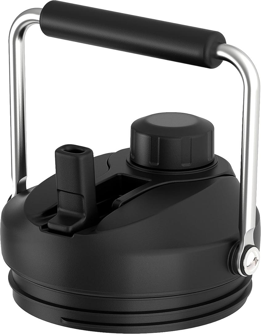 Jmoe USA Improved Jug Lid for Yeti Half Gallon and One Gallon Rambler Jugs | 2 in 1 Replacement Lid | Large Chug Spout and Leakproof Flip Straw | BPA Free Plastic | Includes 4 Straws