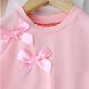 WDIRARA Toddler Girls 2 Piece Bow Knot Cute Summer Outfits Short Sleeve T Shirt and Denim Shorts Sets (Pink)