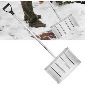 Aluminum Snow Shovel - Heavy-Duty Metal Shovel with D Handle,55.1 Inch Snow Shovel for Driveway,Mulch Shovel for Clear Snow from Streets, Garages and Factories