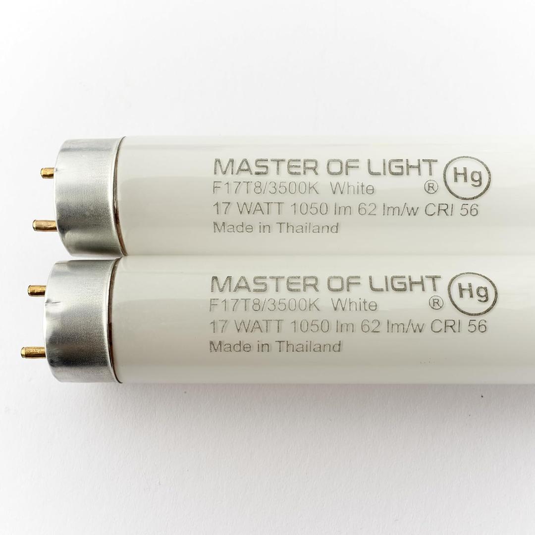 F17T8/835 (2 Pack) 2FT Fluorescent Tube Light Bulb T8 3500K Neutral White 17W 17Watt Replaces F17T8 F17T8/SP35/ECO F17T8/SPX35/ECO F17T8/735 F17T8/TL835/Alto F17T8/TL735 F17T8/TL935 FO17/835/ECO