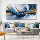 Canvas Oversized Wall Art Decor Modern Abstract Aesthetics Wall Art For Living Room Decorations Artwork For Walls Gold And Blue Abstract Art Wall Decorations For Bedroom Office Wall Decor 29×58 Inch,