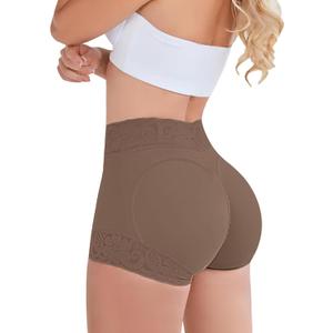 Butt Lifting Panties, Tummy Control Shapewear for Women Compression Underwear Short Lace Butt Lifter Shapewear (Large, Brown-1)