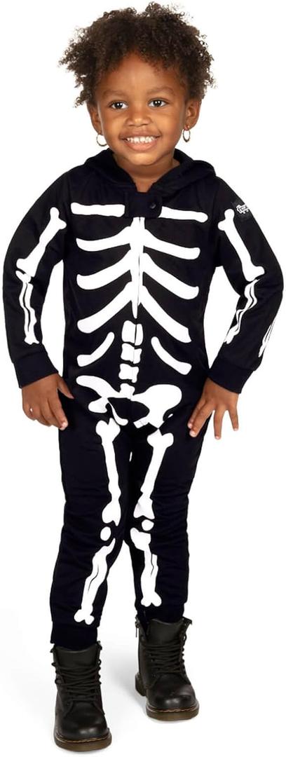 Tipsy Elves Kids Skeleton Halloween Costume Jumpsuit for Babies and Toddlers - Unisex Sizing (12M)