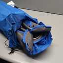 ALPHA CAMP Oversized Camping Folding Chair - Heavy Duty Steel Frame Support 350 LBS, Collapsible Padded Arm With Cup Holder, Quad Lumbar Back, Portable for Outdoor/Indoor (Blue/Gray)