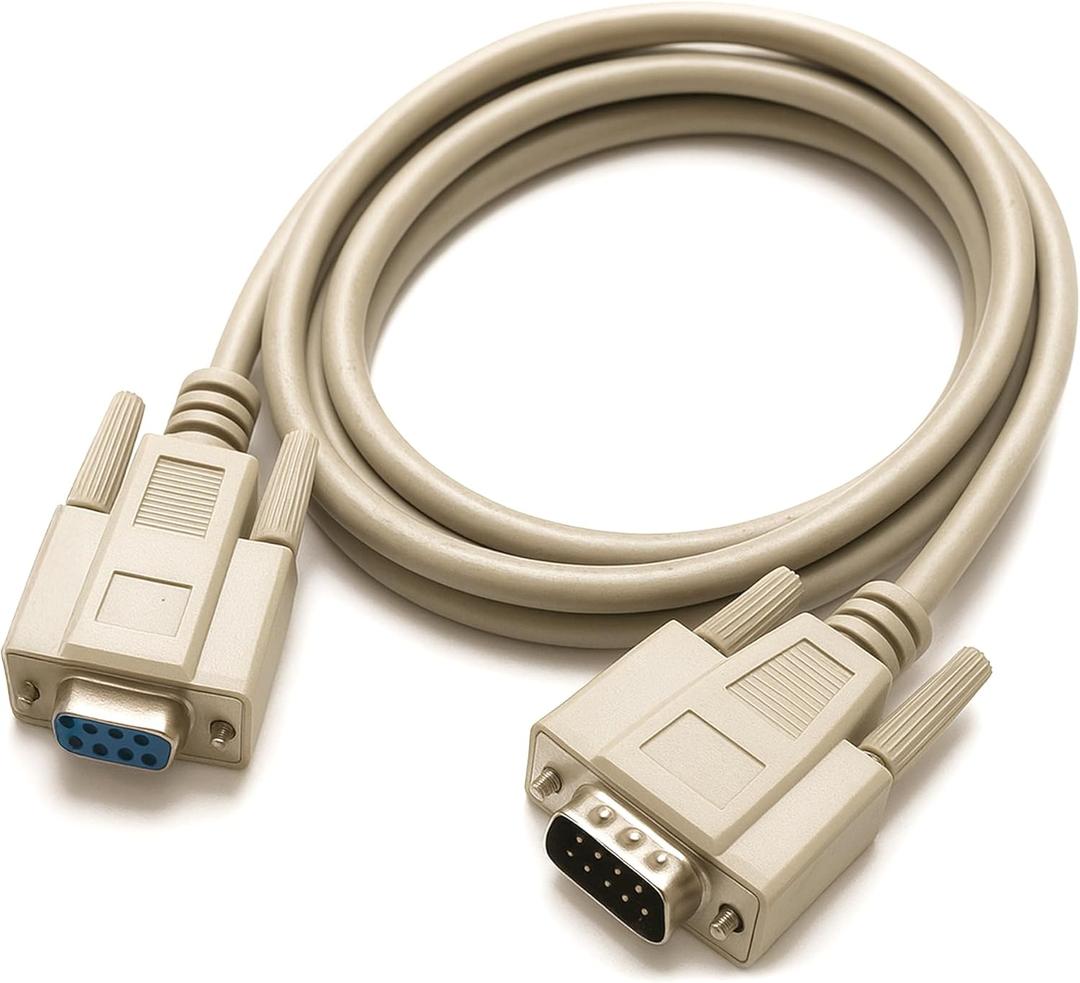 25 Foot DB9 Male to Female RS232 Extension Serial Cable - 28 AWG Shielded