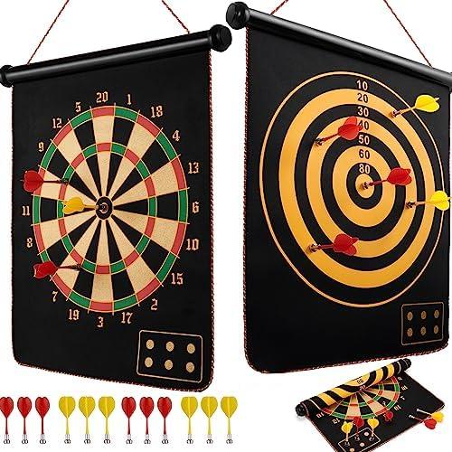 BATURU Magnetic Dart Board for Kids, Teens, and Adults — Double-Sided Dart Board Game with Strong Magnetic Darts, Roll-Up Portable Design, Gifts for Teen Boys, Family Parties, Camping, and Birthdays