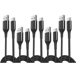 5-Pack USB Type-C Cables [6ft, 3.0A Fast Charge] - USB A to Type C 2m Long Braided Fast Charging Cords for Samsung Galaxy S23 S21 S20 S10 Note 20 10, Pixel 7a 6 5 4, Moto Edge, PS5 (6 FT)