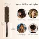 Achieve Smoother Blow Outs: Natural Boar Bristle Round Brush | Anti-Static Hair Brush with Ergonomic Wood Handle | Includes Detangling Comb & Cleaning Tool (Small Size: 1.73 inch)