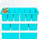 3-Pack Silicone Freezer Trays with Lid,2 Large 2-Cup(500ml)&4 Medium 1-Cup(125ml)&6 Small 1/2-Cup(75ml) Soup Freezer Container Molds,Ice Cube Tray For Meal Prep&Freezing Soup,Stews,Sauces (Lake blue)