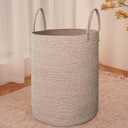 JMvicyroam Large Woven Laundry Basket Hamper,60L Cotton Rope Storage Bin for Blankets,Toys and Clothes,Decorative Tall Nursery Hamper for Living Room,Baby Nursery,Bathroom and Bedroom,Oatmeal
