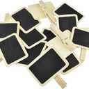 Hahiyo 2.78 x 2 Inch Mini Chalkboard Clip Help Marking Nice Display Easy Writing Quick Switch Reusable Rectangle Wooden Message Board Labels Signs 18 PCS for Party Food Tag Memo Note Organize Pantry