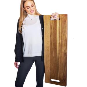 Babilonia Extra Large Charcuterie Board with Handles, 36 x 12 Inch Premium Acacia Wood Tray, Reversible Long Wooden Serving Platters for Meat, Cheese, and Party Appetizers