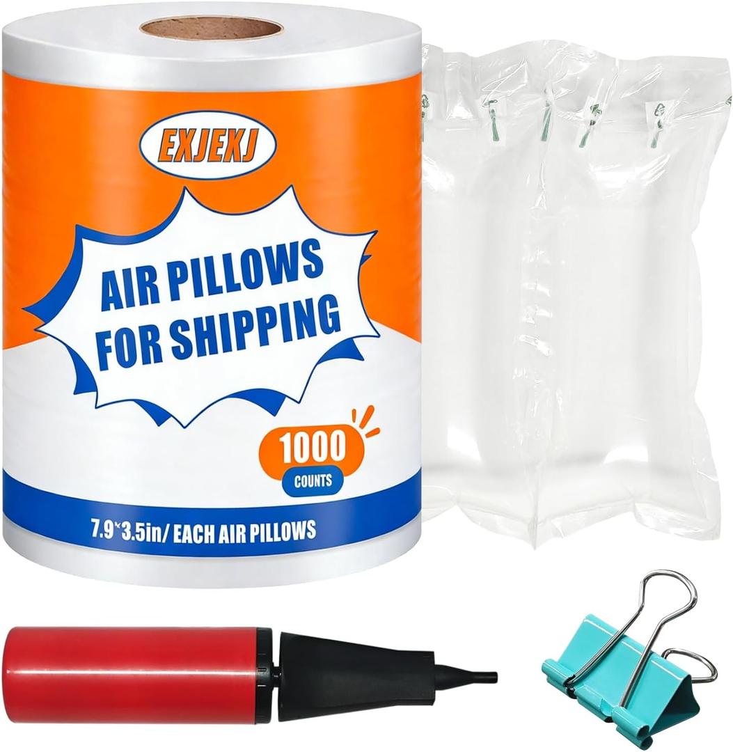 1000 Count Air Pillows for Shipping With Pump, 3.54" x 7.87" Inflatable Packing Air Bags Shipping Supplies, Box Filler Alternative to Packing Peanuts Small Transport Company, Moving & Gift Wrapping