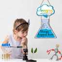 Classroom Door Decor,Amazing Things Happen Here Sign,Science Classroom Decor,Science Door Sign,Chemistry Decoration Laboratory,Blue Measuring Cup Wall Sign with Inspiring Quotes,School Plaque