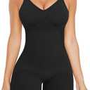 VVX Shorts Bodysuit for Women Tummy Control Shapewear Seamless Sexy Butt Lifting Workout Bodycon One Piece Short Jumpsuit (F-1 Pack-black) S