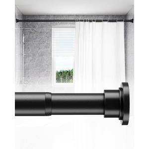 ALLZONE Adjustable Tension Curtain Rod, 42 to 78 Inches, Spring Loaded Curtain Rods No Drilling, Renter Friendly Tension Rod for Windows, Shower, Closet, No Drill, Non-Slip, Black