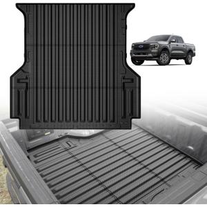 TripleAliners Truck Bed Mat Compatible with 2024 2025 Ford Ranger Accessories 5FT Vehicle Perfectly Flush All Weather Protection TPE Heavy Duty Pickup Car Bed Cargo Mat Bed Liner