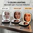 Compact Mirror with Light, Portable LED Lighted Compact Makeup Mirror with 10X Magnification, USB Rechargeable Foldable Small Pocket Travel Magnifying Beauty Mirror for Women Grils Purse, Black