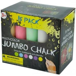 Jumbo Multicolor Outdoor Sidewalk Chalk - 15 Piece Washable Premium Set