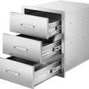 VEVOR Outdoor Kitchen Drawers 18.11" W x 23.23" D x 23.23" H, Triple-Access Stainless Steel Modular Drawer Cabinet with Handles, BBQ Island Drawer for Outdoor Kitchen or BBQ Island Patio Grill Station
