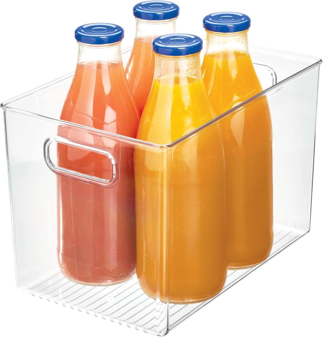iDesign Linus BPA-Free Plastic Deep Kitchen Storage Bin with Handles - 12" x 8" x 7.75", Clear
