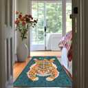 Blue Tiger Rug Washable Tibetan Tiger Area Rugs 2x5ft Runner Rug for Hallway Bedroom Kitchen Laundry Non-Slip Decorative Long Floor Mats