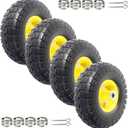 AR-PRO (4-Pack) 4.10/3.50-4" Flat Free Tire and Wheel - 10 Inch Solid Rubber Tires with 5/8" Bearings, 2.2" Offset Hub - Compatible with Garden Wagon Carts,Hand Truck,Wheelbarrow,Dolly,Utility Cart