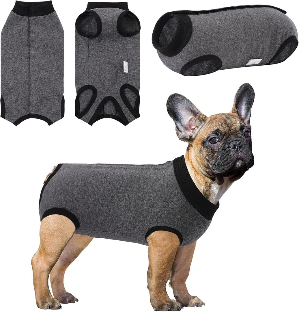 SAWMONG Recovery Suit for Dogs Female Male, Cotton Breathable Dog Onesie After Surgery Spay Neuter, Professional Dog Surgical Suit, Substitute Pet E-Collar Cone (Grey, X-Large)