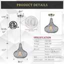 CATINER 11" Smoked Hammered Glass Pendant Light – Blown Glass Ceiling Fixture with Brushed Nickel Finish, Modern Industrial Lighting for Kitchen Island, Dining Room, Hallway, Living Room
