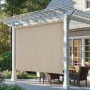 AOSKY Outdoor Roller Shades, Cordless Patio Shades Roll Up Outdoor Blinds, Roller Blinds Cloth for Porch Pergola Balcony Backyard Windows, 72" W x 72" H, Sesame