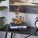 Deco 79 Polystone Monkey Decorative Sculpture Home Decor Statue, Accent Figurine 8" x 3" x 11", Gold