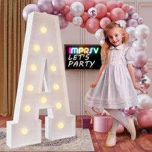 imprsv 4FT Marquee Light Up Letters for Birthday Party Decorations Marquee Letters for Marry Me Wedding Event Bridal Shower Baby Shower Anniversarty Party Decor,Letter A