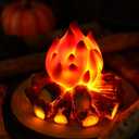 ABOOFAN LED Fake Campfire Lamp Battery Powered Artificial Fire Fake Flame with Realistic Log Flameless Candle for Halloween Christmas Campfire Party Decorations