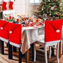 Alaeseje 6 Pack Christmas Chair Covers,Velvet Santa Hat Chair Back Covers,Red Hat Dining Chair Slipcovers for Christmas Restaurant Holiday Festival Party Decor