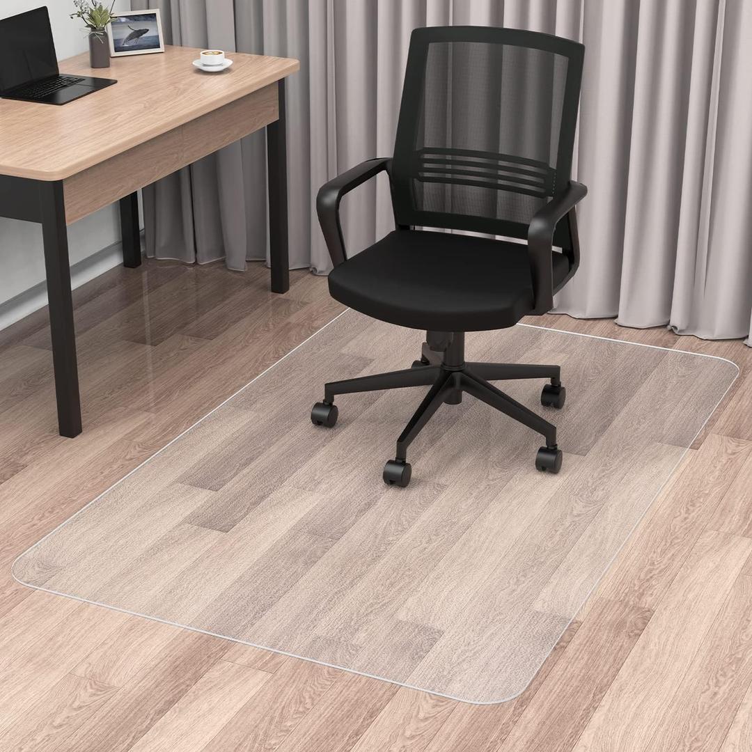 Office Chair Mat for Hard Wood Floor, Transparent, 51 X 63in