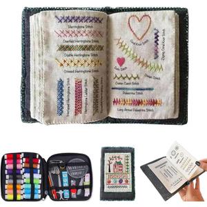 Embroidery Stitch Book Kit, All Scenario Embroidery Learning Book, 2026 New Portable Stitch Book with Sewing Kit, Portable Beginner Kit with Tutorial for DIY Adults & Craft Lovers