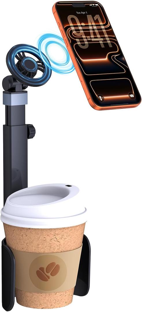 Vitog 2-in-1 MagSafe Car Mount, 2026 Hands Free Phone Holders for Your Car, Strong Magnetic Cup Holder Phone Holder for iPhone 17-12 Pro Max, Samsung & More Smartphones, Universal for Truck/SUV/Tesla