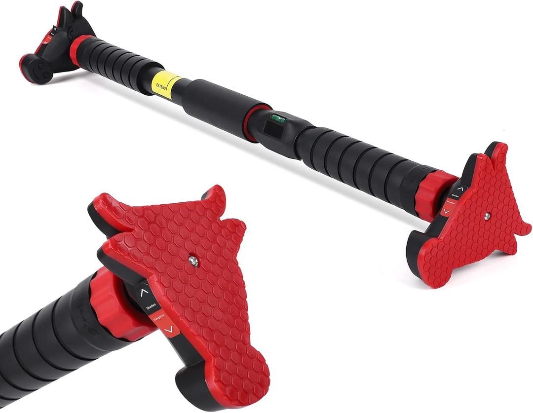 Garvee 27-42in Adjustable Pull Up Bar for Doorway Without Screws, Pull Up Bar with Level Meter and Auto Lock, Heavy Duty 440 LBS for Home Gym Strength Training and Upper Body Workout