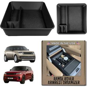 Armrest Organizer for 2023-2026 Range Rover & Range Rover Sport (WITHOUT Refrigerator (2023, 2024, 2025, 2026)), Made in USA, Interior Accessory Range Rover Organizer, Range Rover Accessory