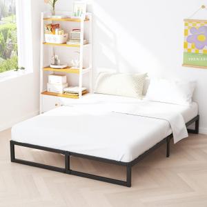 Richwanone 8 Inch King Size Bed Frame Metal Platform Mattress Foundation with Steel Slat Support, No Box Spring Needed, Easy Assembly, Black