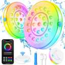 Smart Magnetic Underwater LED Light for Aboveground/Inground Pools - Rechargeable, BT APP Control, IP68 Waterproof, Color Changing, Sound/Music Sync Pool Accessories
