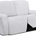 Easy-Going 6 Pieces Recliner Loveseat Sofa Slipcover | Spandex Soft Fitted Sofa Couch Cover, Washable Furniture Protector with Bottom for Kids, Pet Snow White