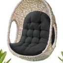Thick Egg Chair Cushion Replacement, Button Tufted Outdoor Swing Chair Cushion with High Elasticity PP Cotton and Skin-Friendly Fabric, Hanging Cushion for Patio Porch Furniture (Only Cushion)