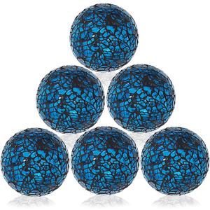 Kesywale 6PCS Decorative Balls Set 2.4 Inches/ 6cm Small Mosaic Spheres Glass Orbs Decorative Balls for Centerpiece Bowls Vases Fillers Dining Coffee Table Wedding Party Decor (Blue)