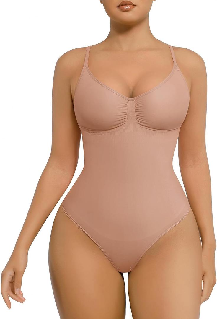 FeelinGirl Shapewear Bodysuit for Women Tummy Control Waist Bodysuit Thong Shapewear Body Shaper Going Out (Medium)